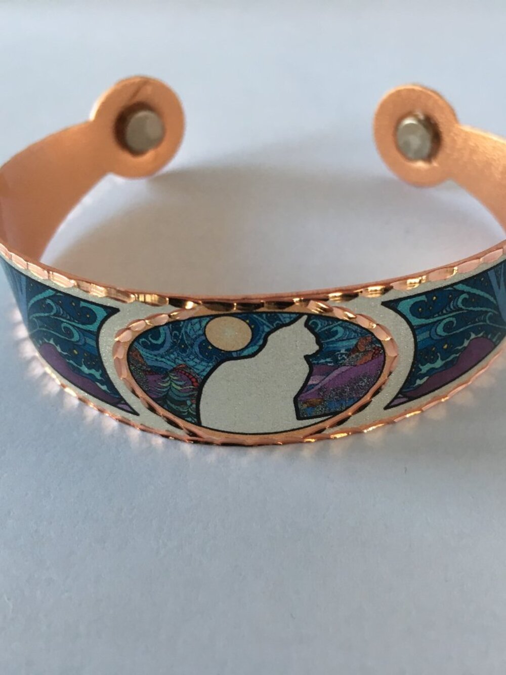 Copper cat silhouette bracelet
